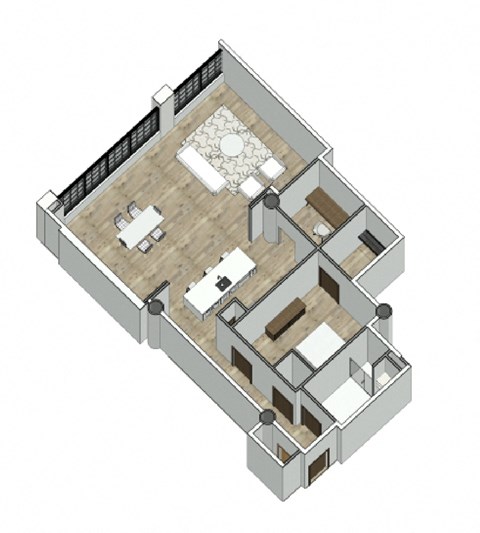 Floor plan for 1 bed, 1 bath, 1204 sqft
